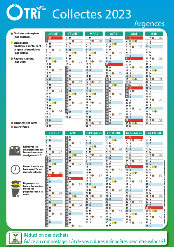 Calendrier de collecte des déchets 2023