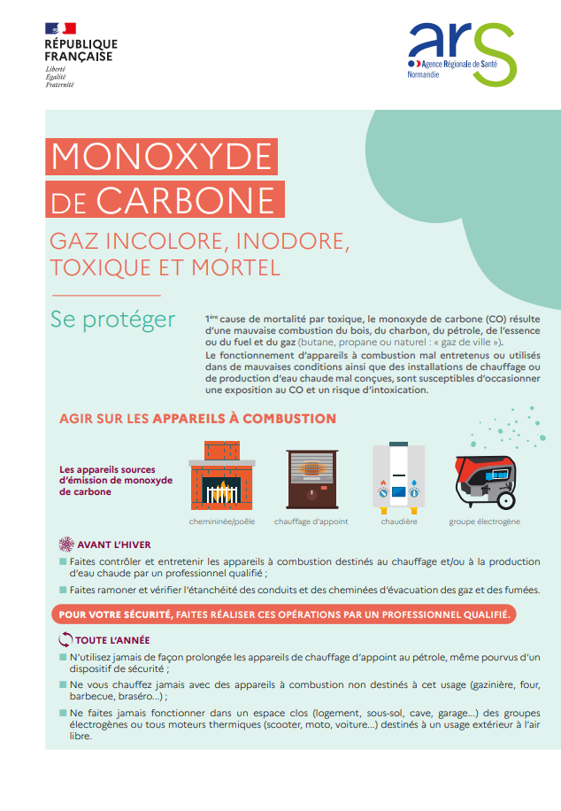 Prévention : intoxications au monoxyde de carbone